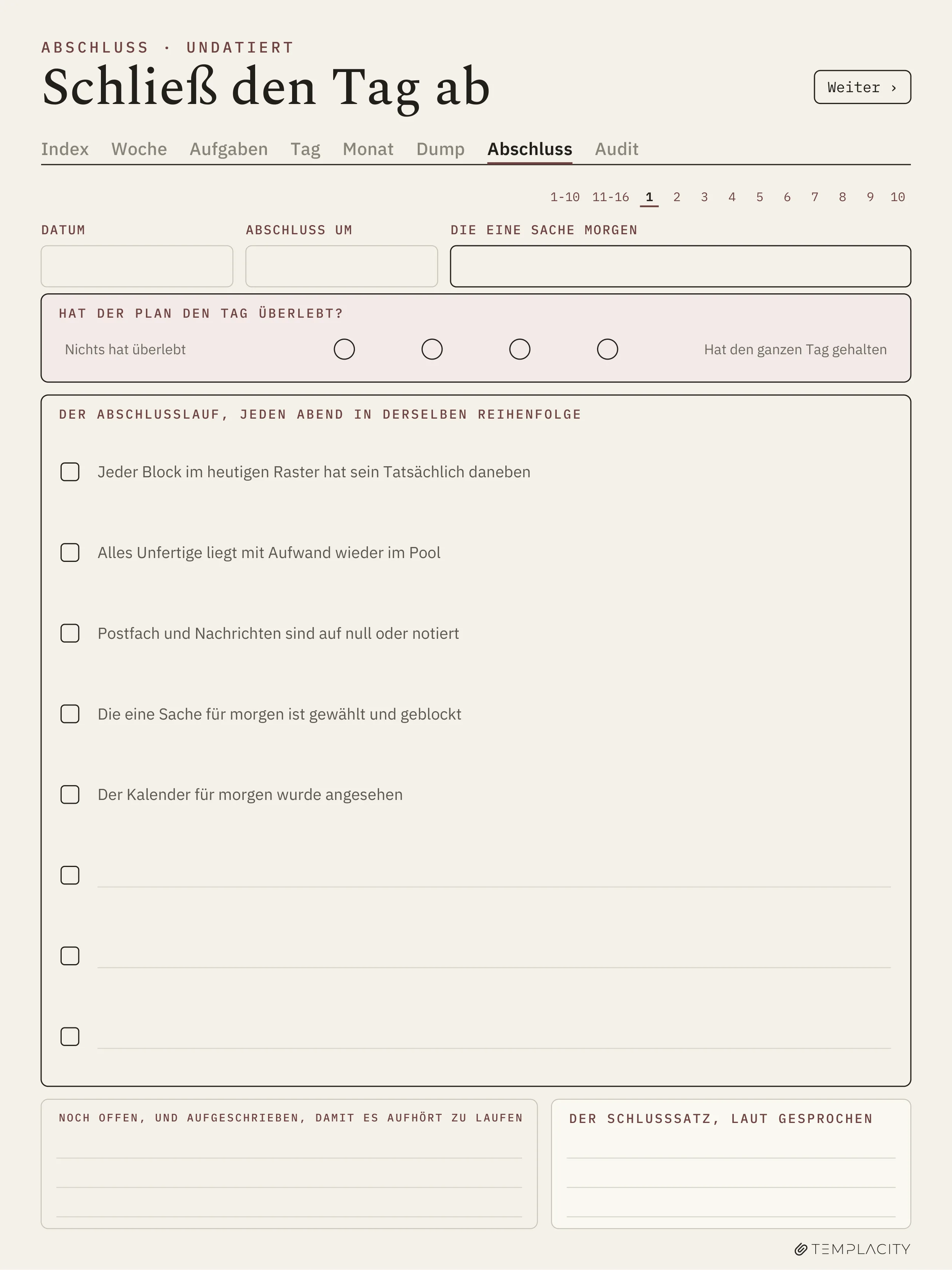 The Planner · Time Block System reMarkable Paper Pro Seite 9