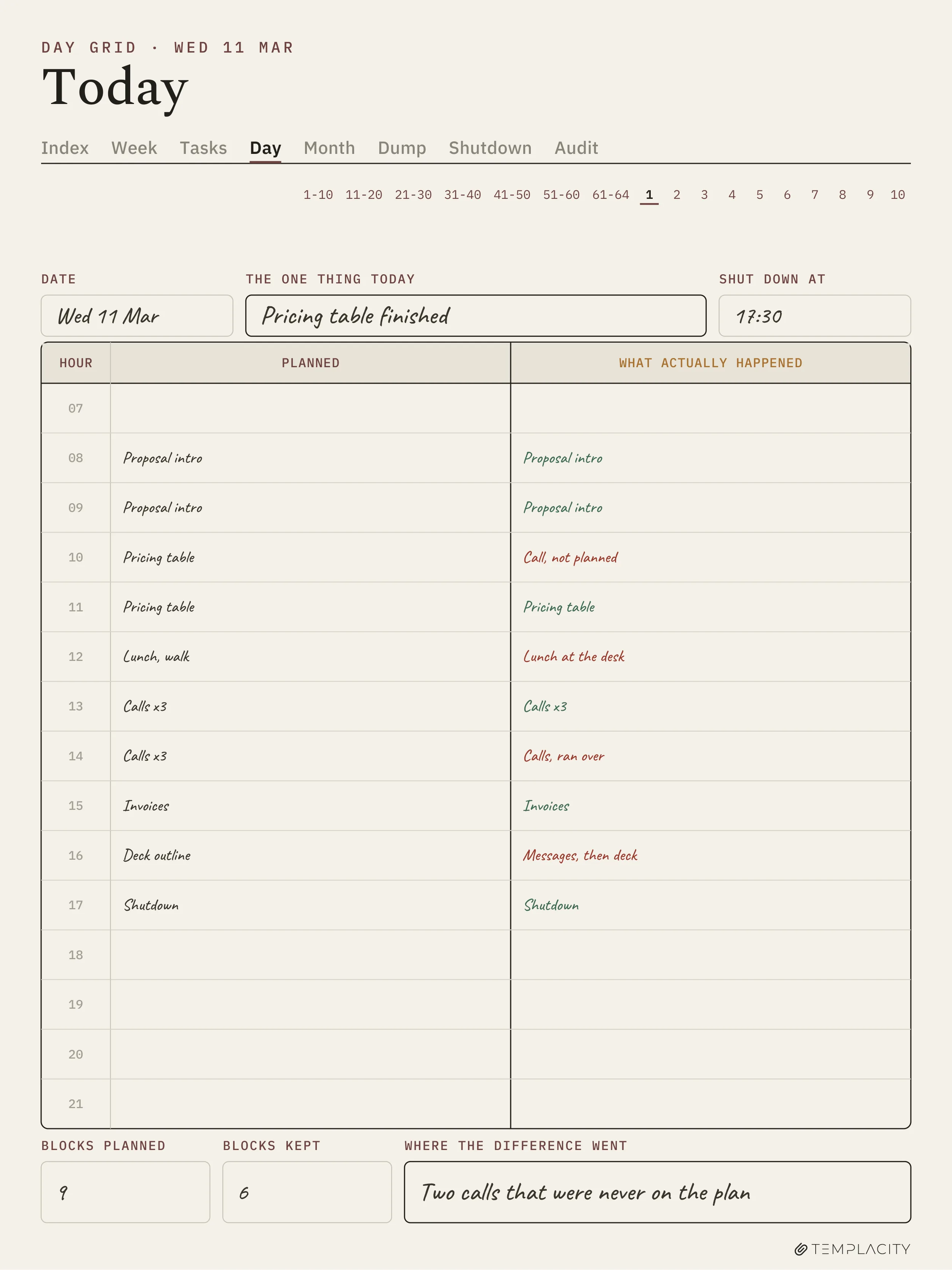 The Planner · Time Block System reMarkable Paper Pro page 1