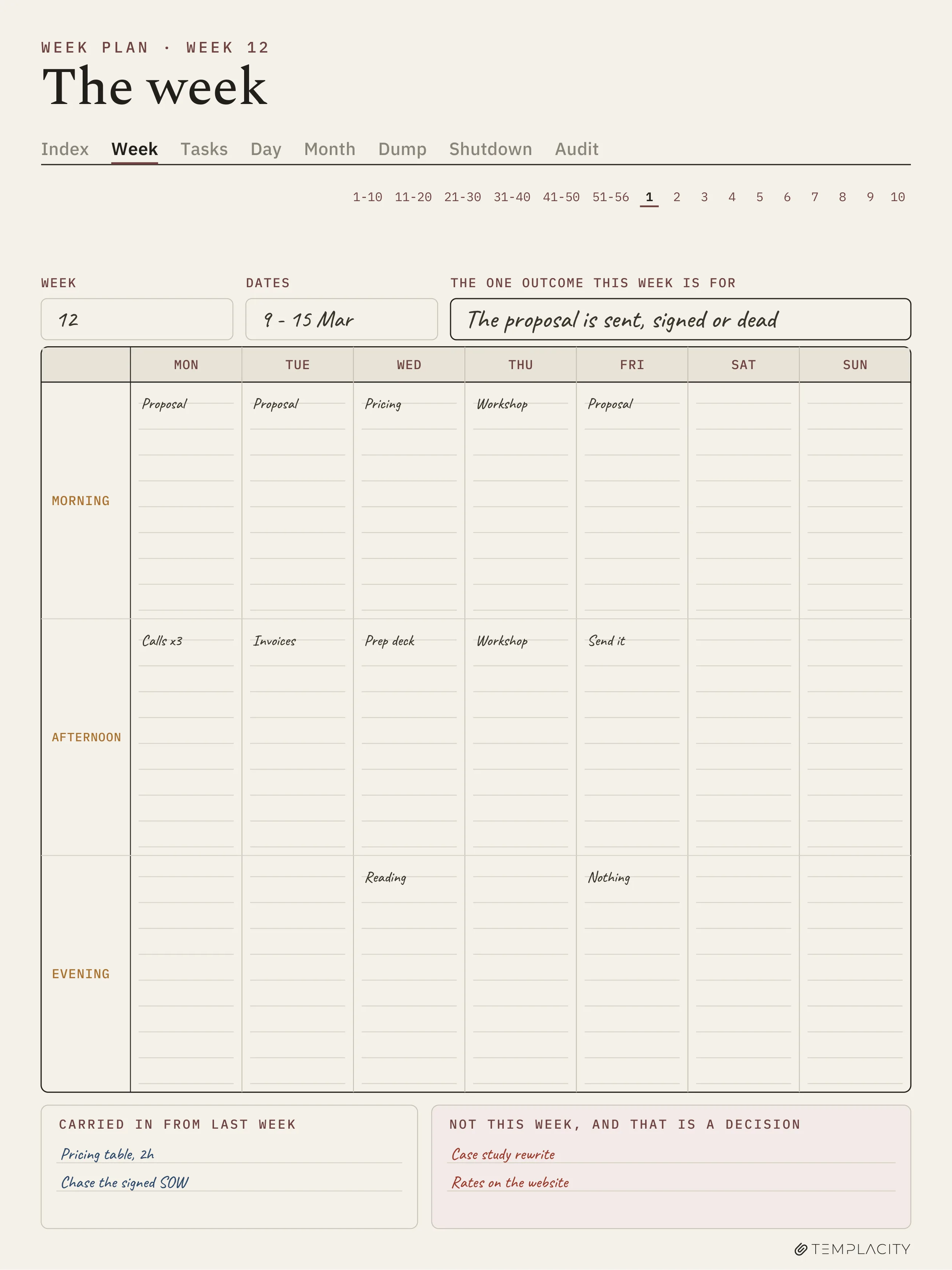 The Planner · Time Block System reMarkable Paper Pro page 2