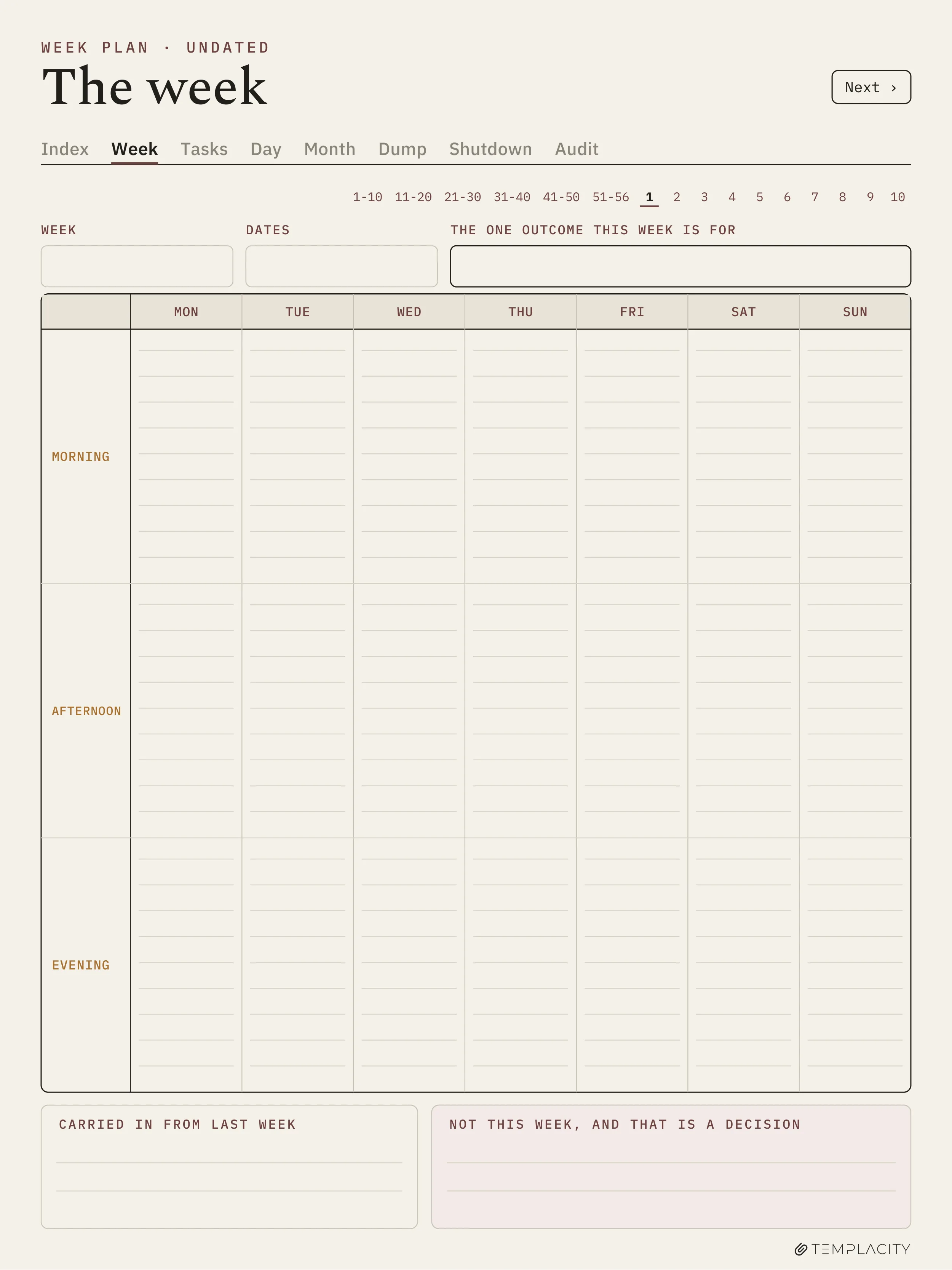 The Planner · Time Block System reMarkable Paper Pro page 7