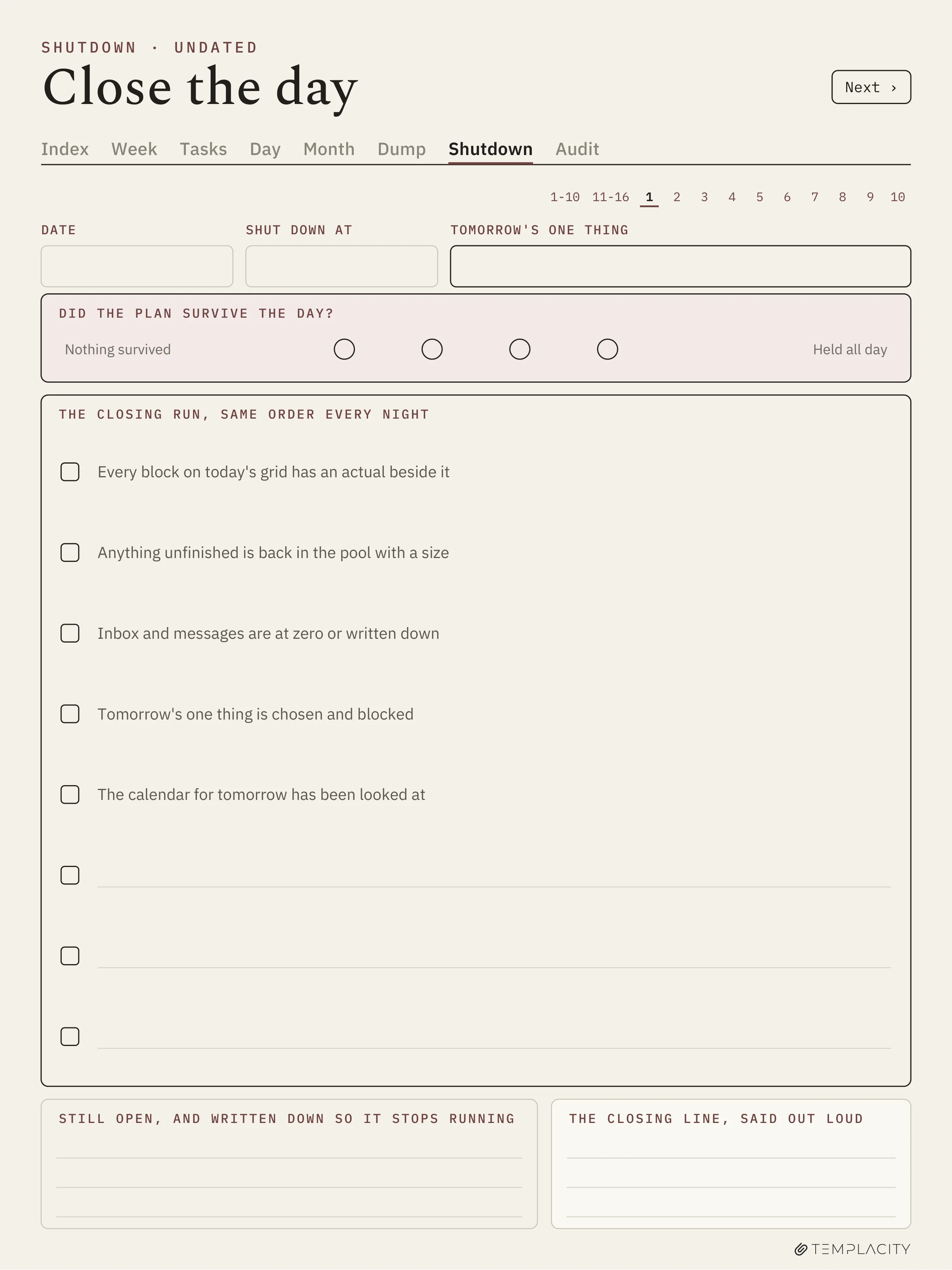 The Planner · Time Block System reMarkable Paper Pro page 9