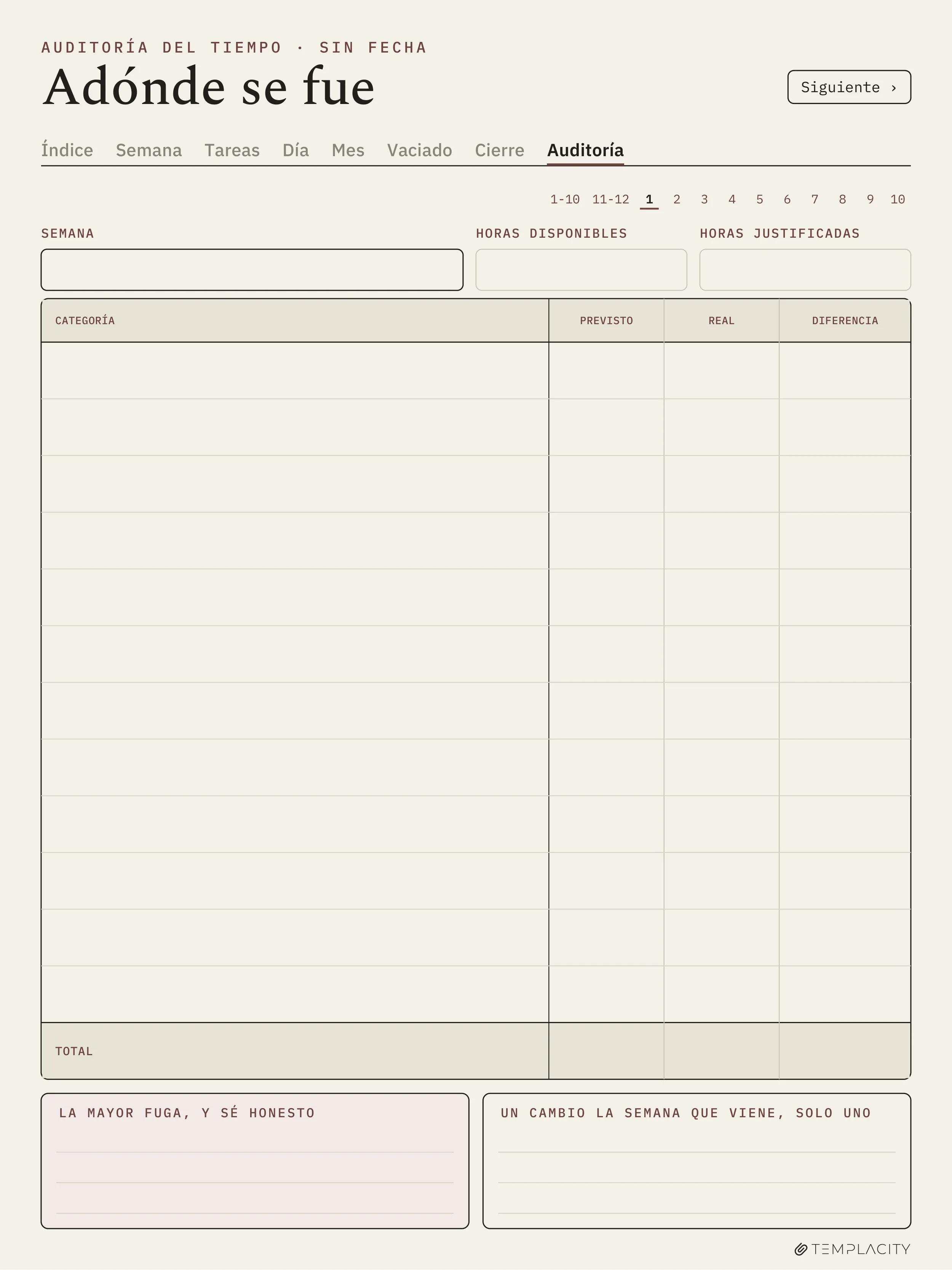 The Planner · Sistema de bloques de tiempo reMarkable Paper Pro página 10