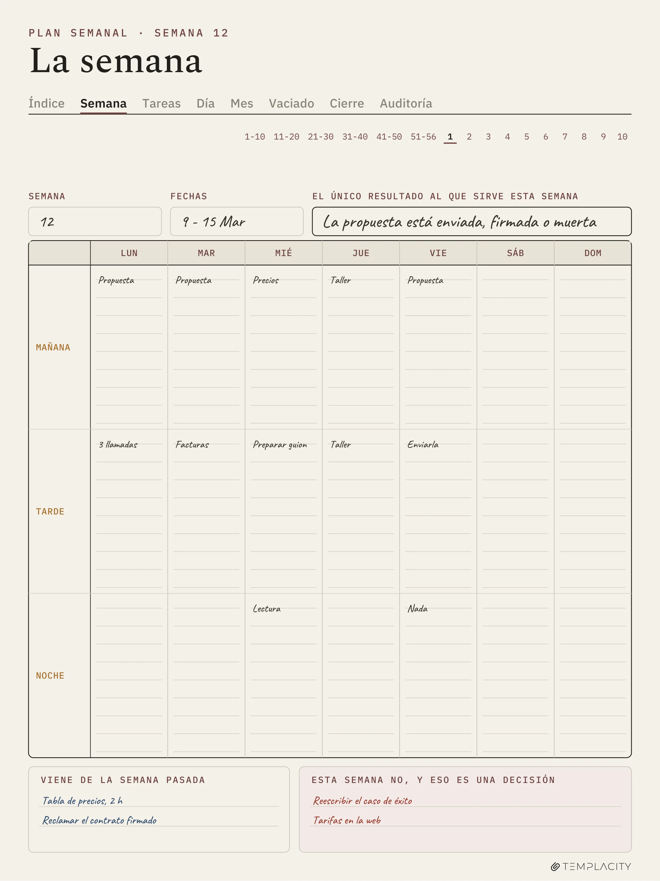 The Planner · Sistema de bloques de tiempo reMarkable Paper Pro página 2