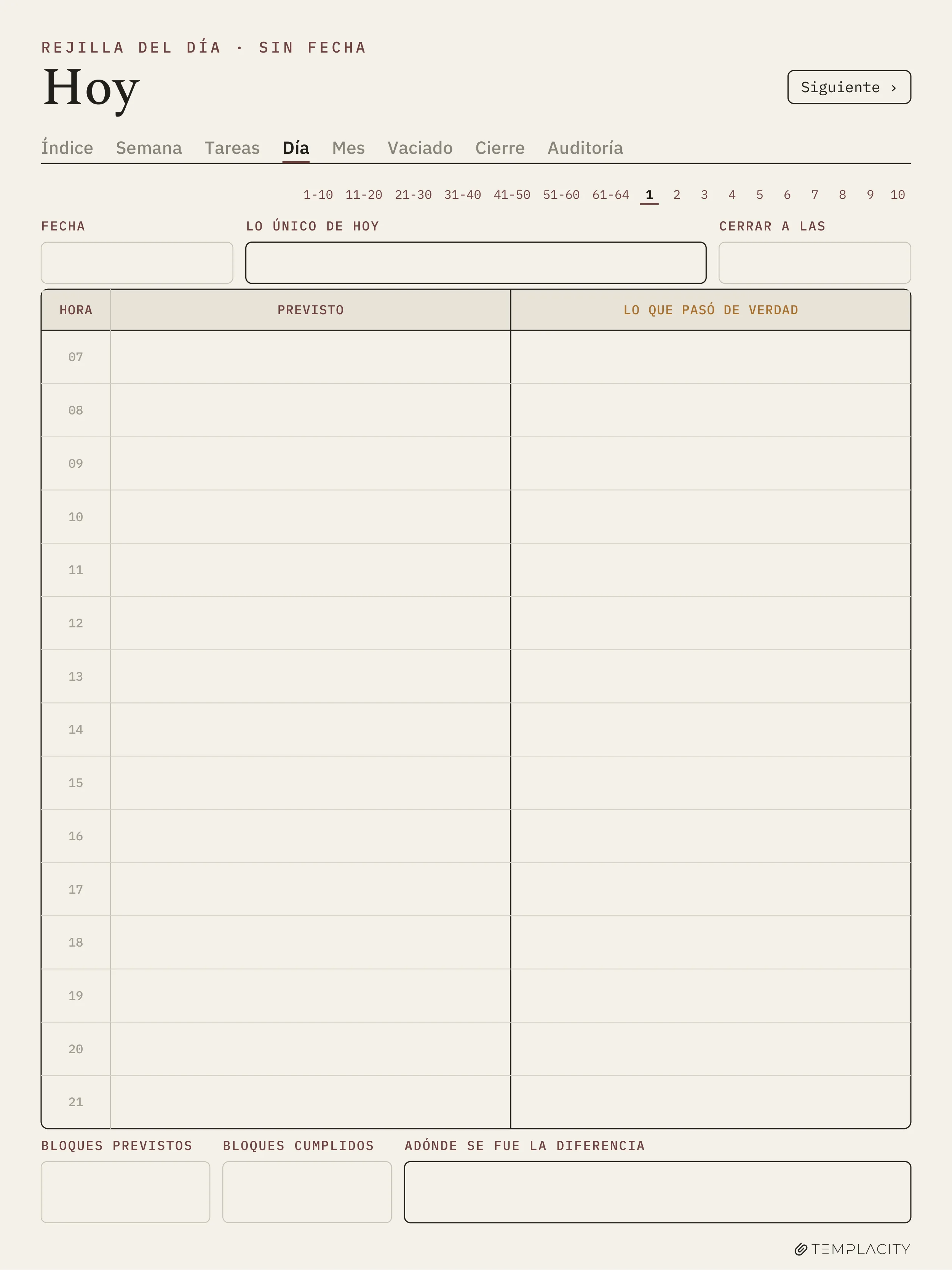 The Planner · Sistema de bloques de tiempo reMarkable Paper Pro página 6