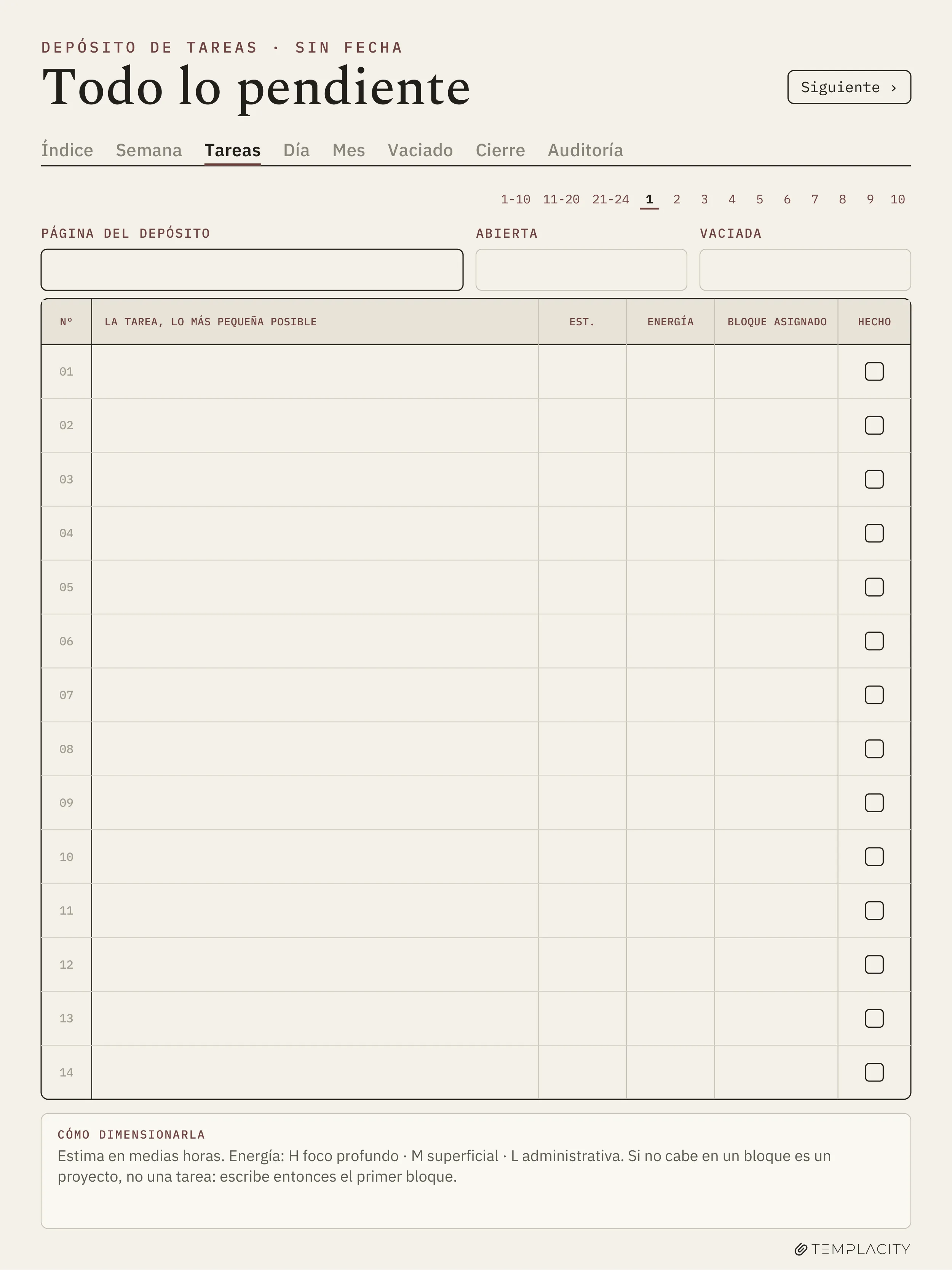 The Planner · Sistema de bloques de tiempo reMarkable Paper Pro página 8