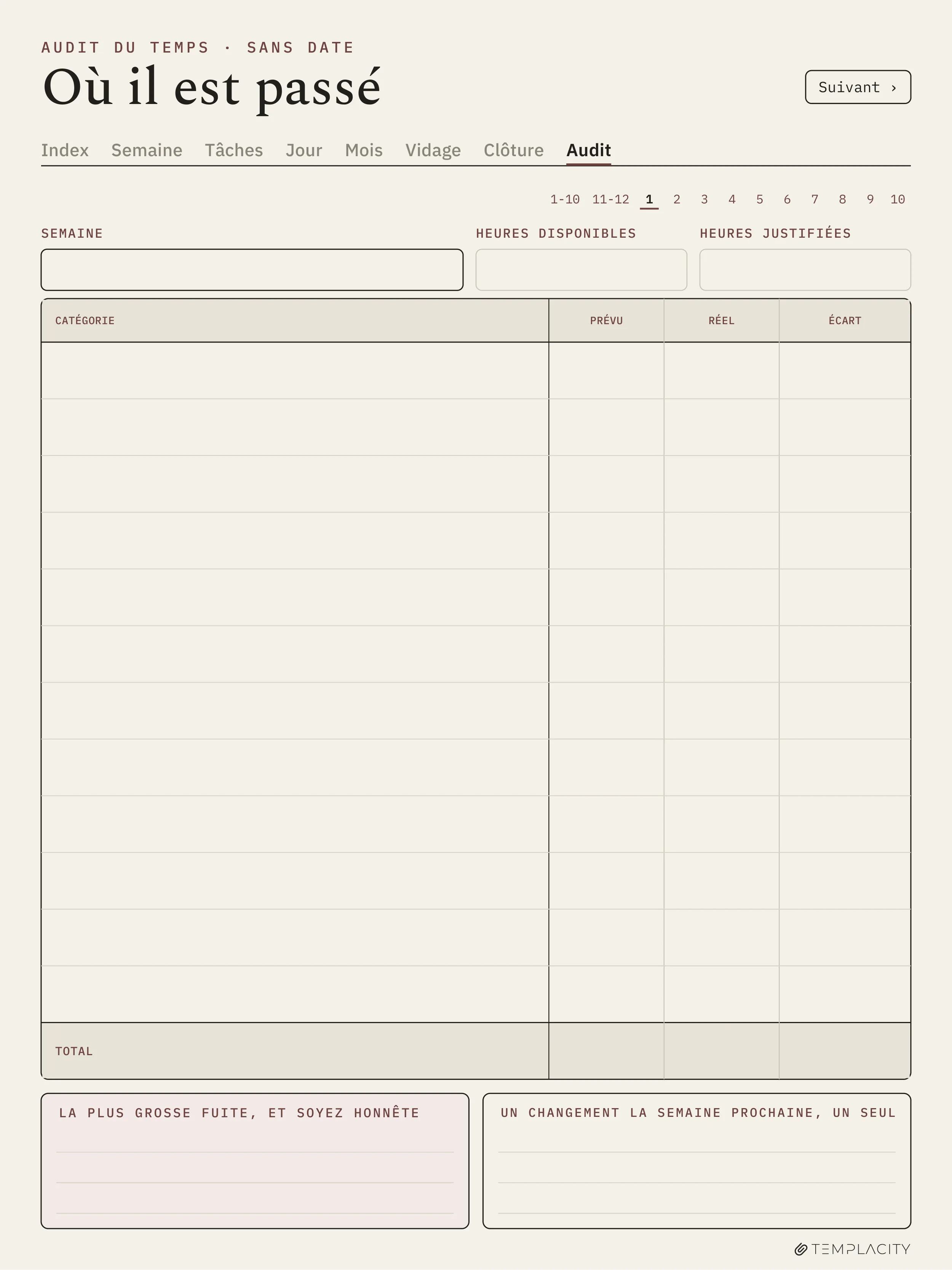 The Planner · Time Block System reMarkable Paper Pro page 10