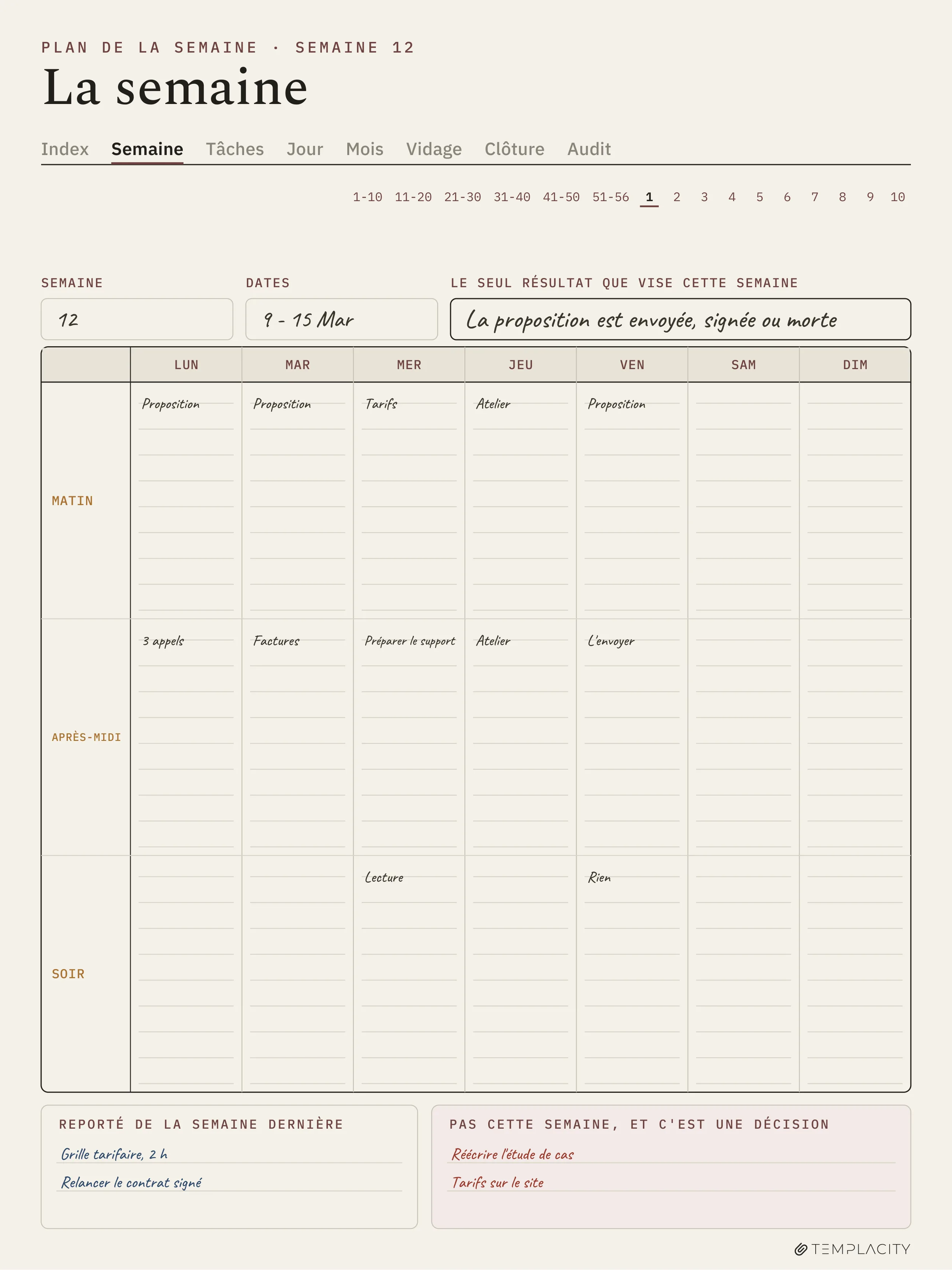The Planner · Time Block System reMarkable Paper Pro page 2