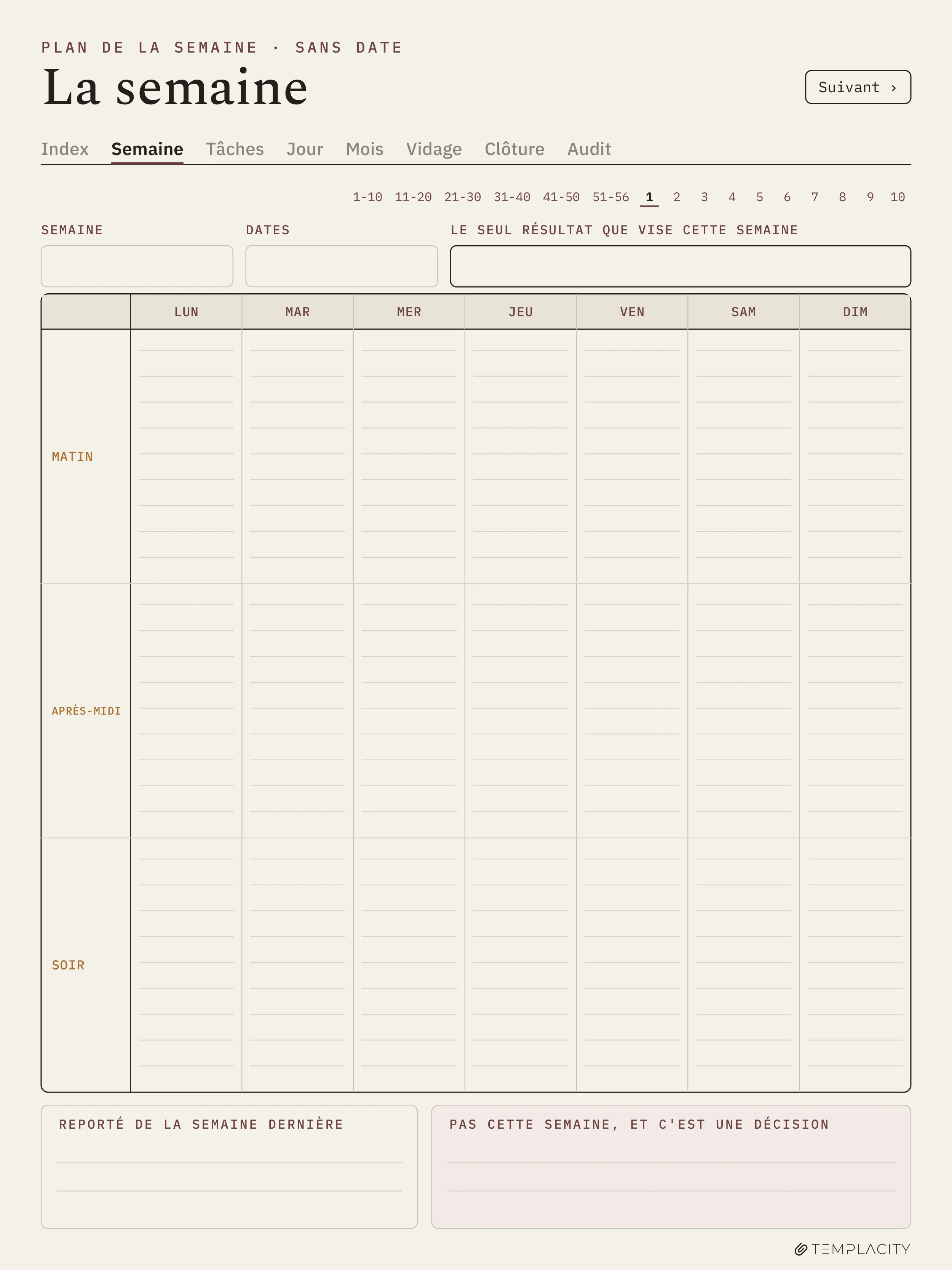 The Planner · Time Block System reMarkable Paper Pro page 7