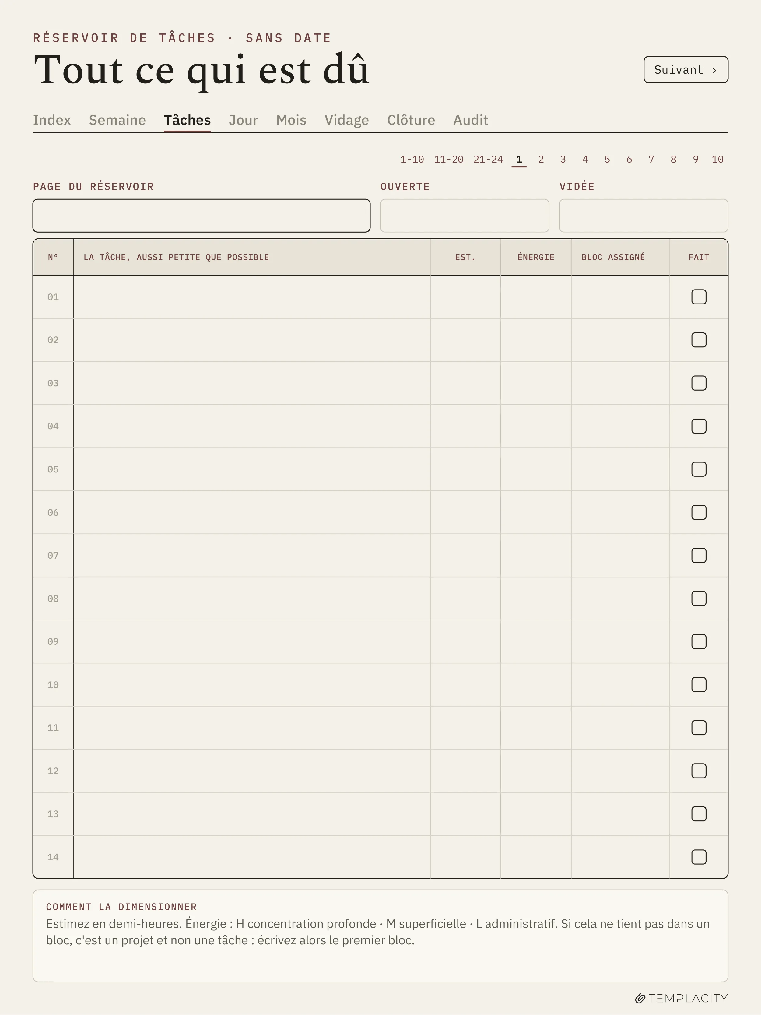 The Planner · Time Block System reMarkable Paper Pro page 8