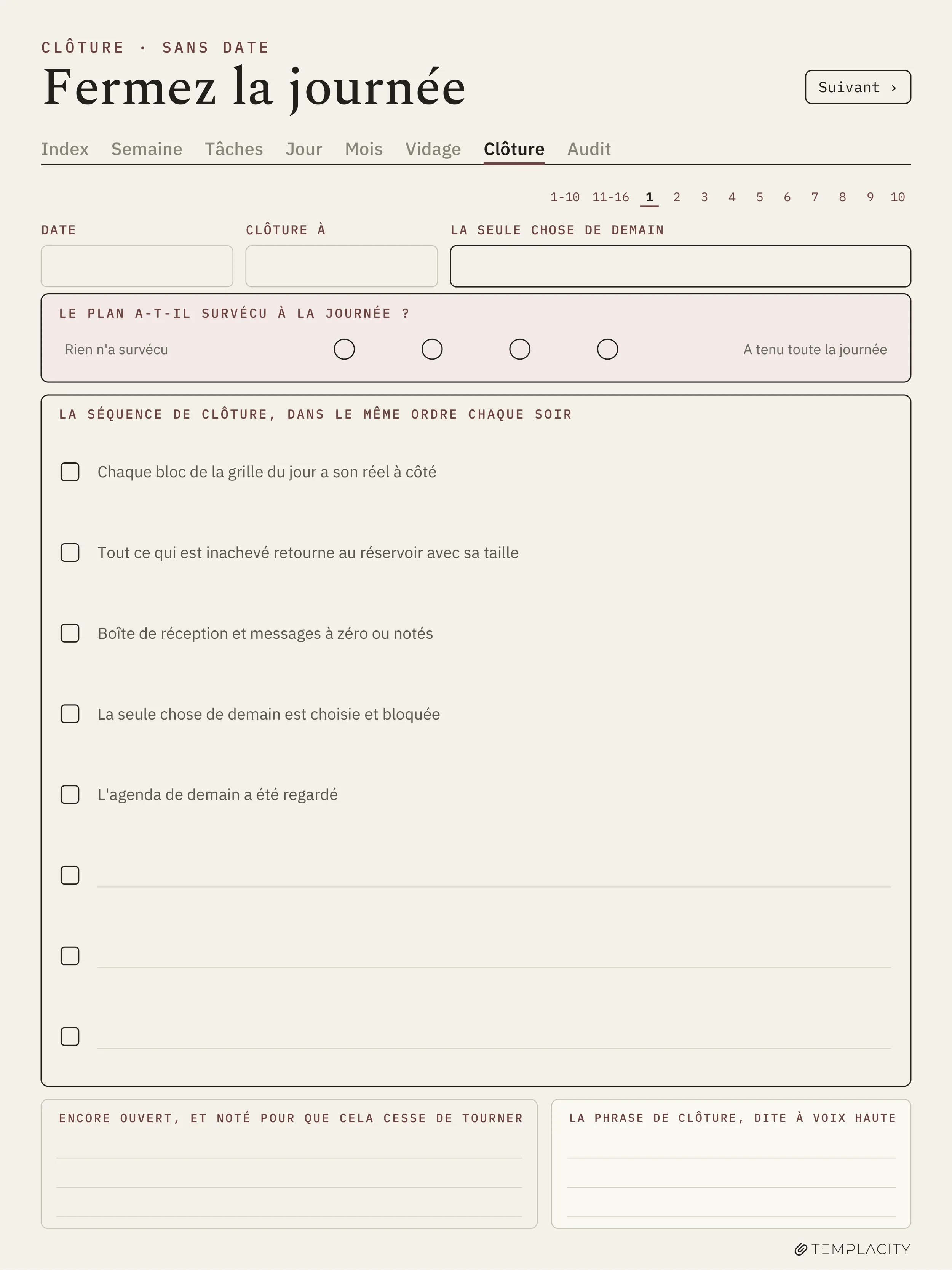 The Planner · Time Block System reMarkable Paper Pro page 9