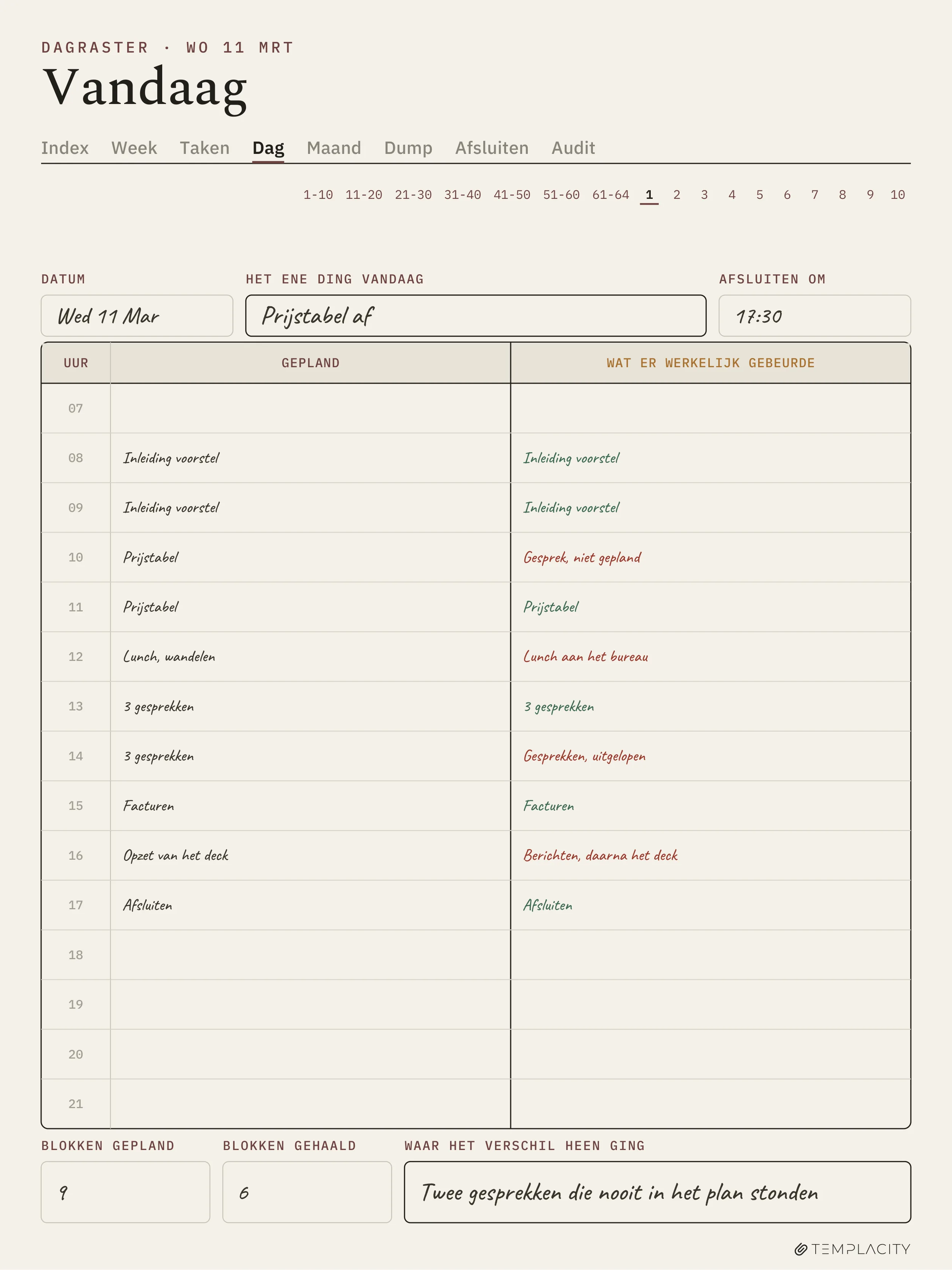 The Planner · Time Block System reMarkable Paper Pro pagina 1
