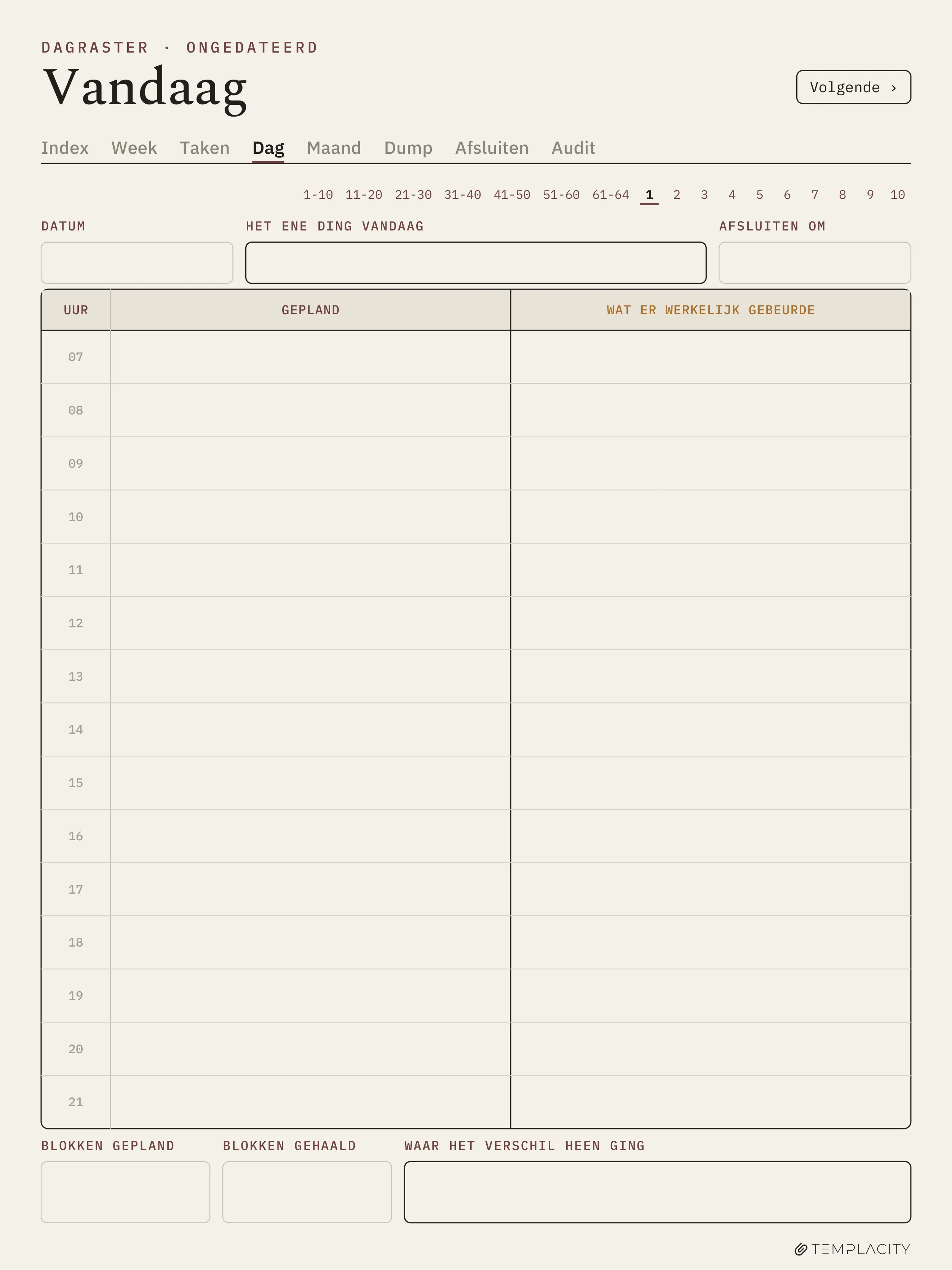 The Planner · Time Block System reMarkable Paper Pro pagina 6