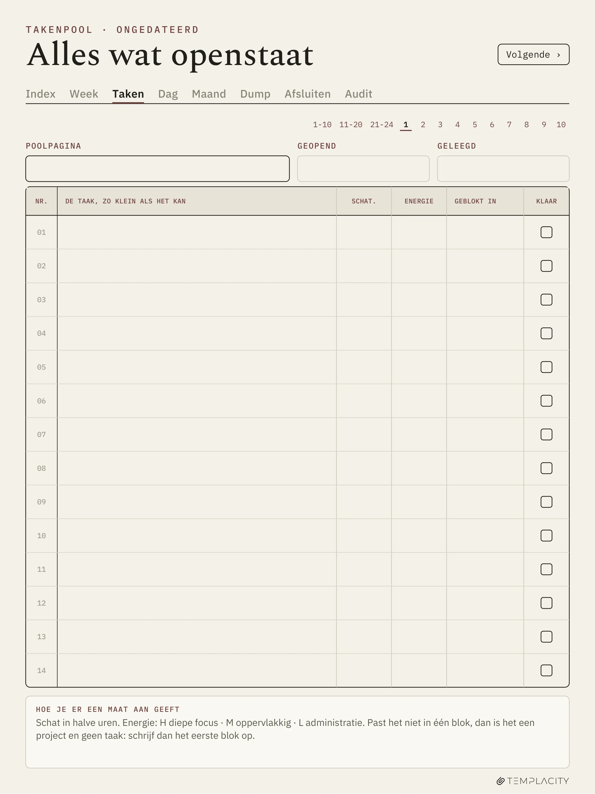 The Planner · Time Block System reMarkable Paper Pro pagina 8