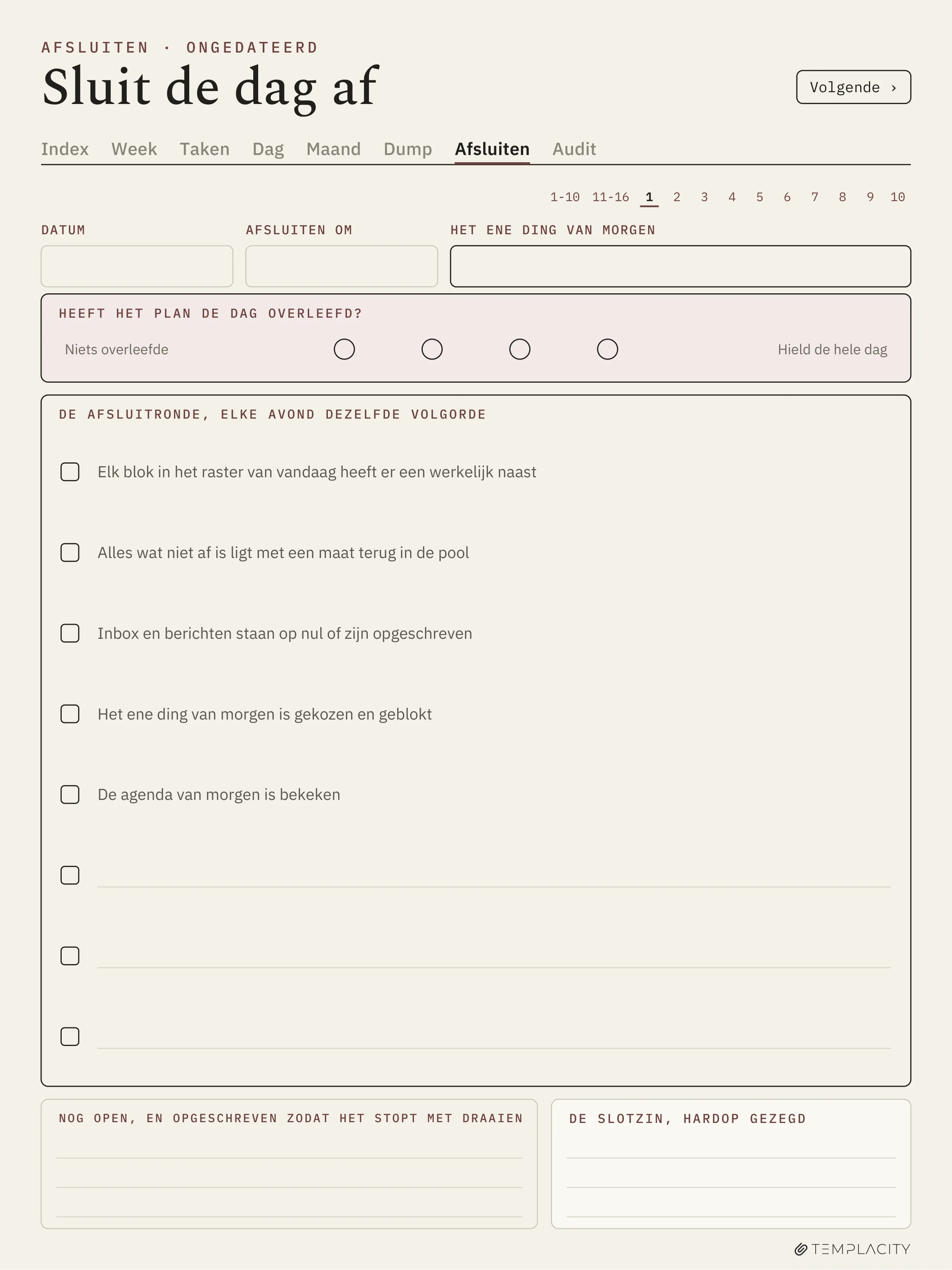The Planner · Time Block System reMarkable Paper Pro pagina 9