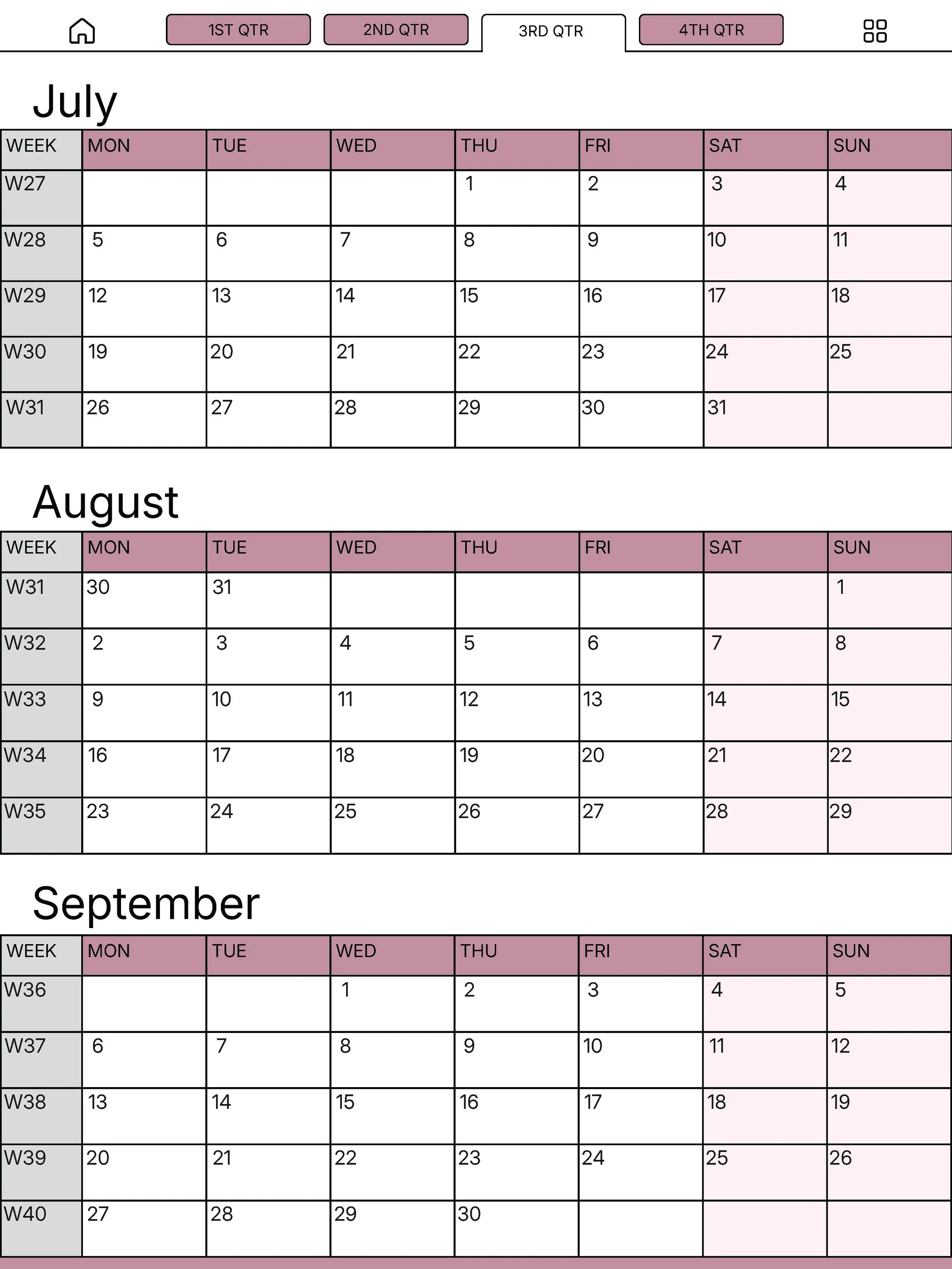 Weekly Planner reMarkable Paper Pro — page 6