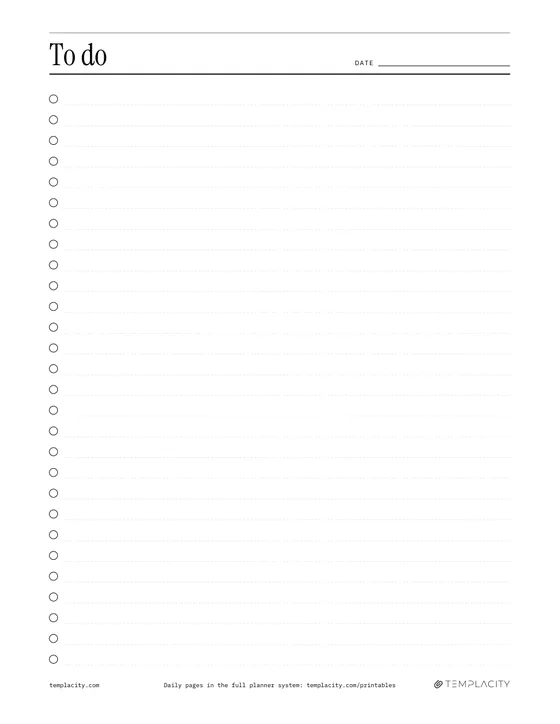 To-do-Checkliste, Seite eins