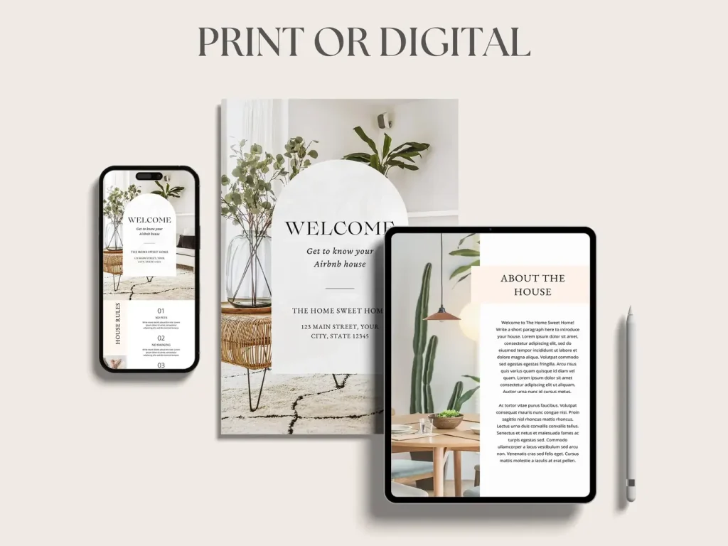 Airbnb House Manual Template Print or digital