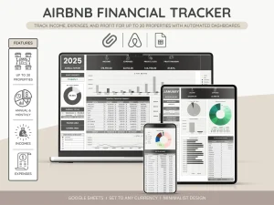 Black Airbnb Google Sheets Template – Income & Expense Tracker for Hosts