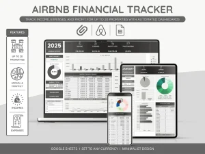 Black Airbnb Google Sheets Template – Income & Expense Tracker for Hosts