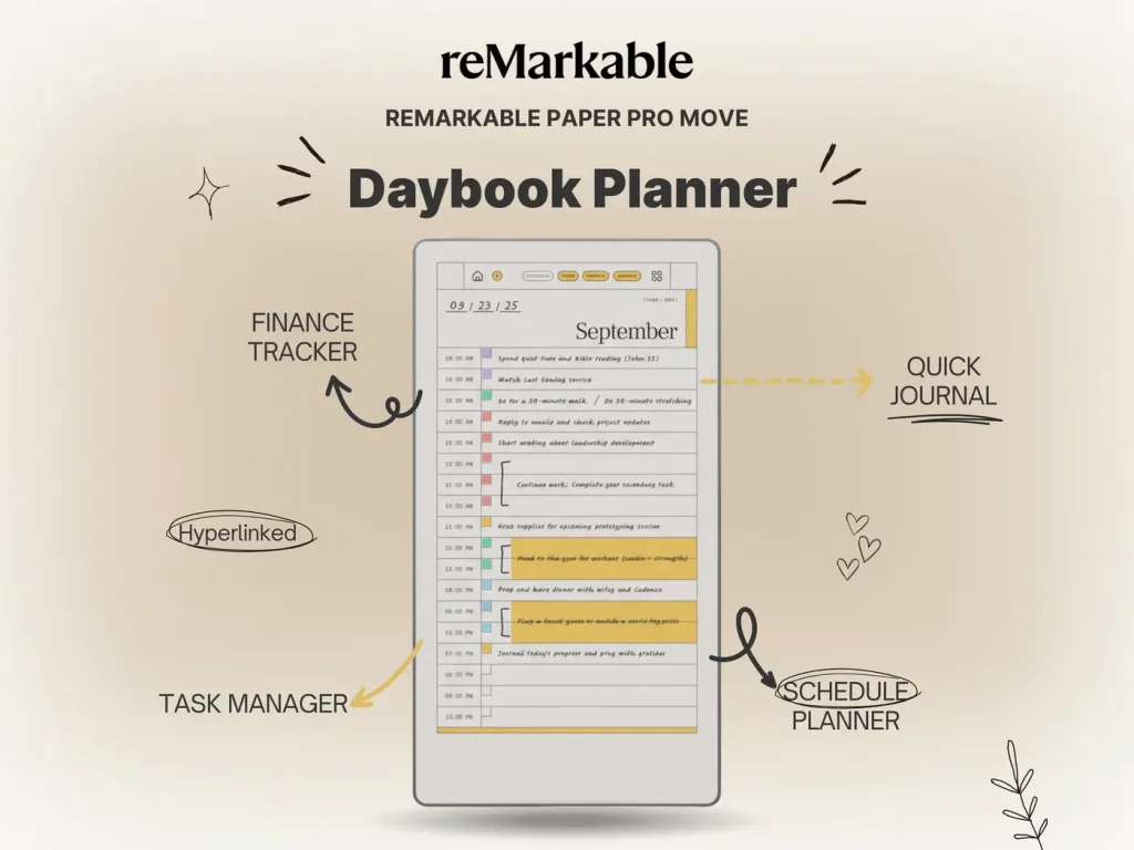 Daybook Planner for reMarkable Paper Pro Move