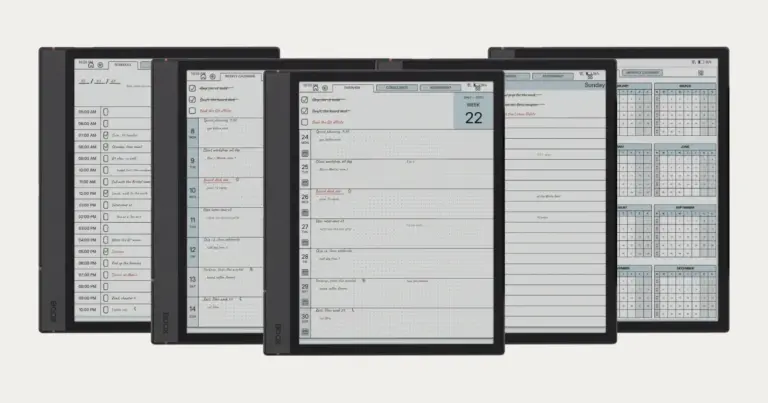 Boox template bundle: planner, notebook and calendar pages shown on Boox Note Air