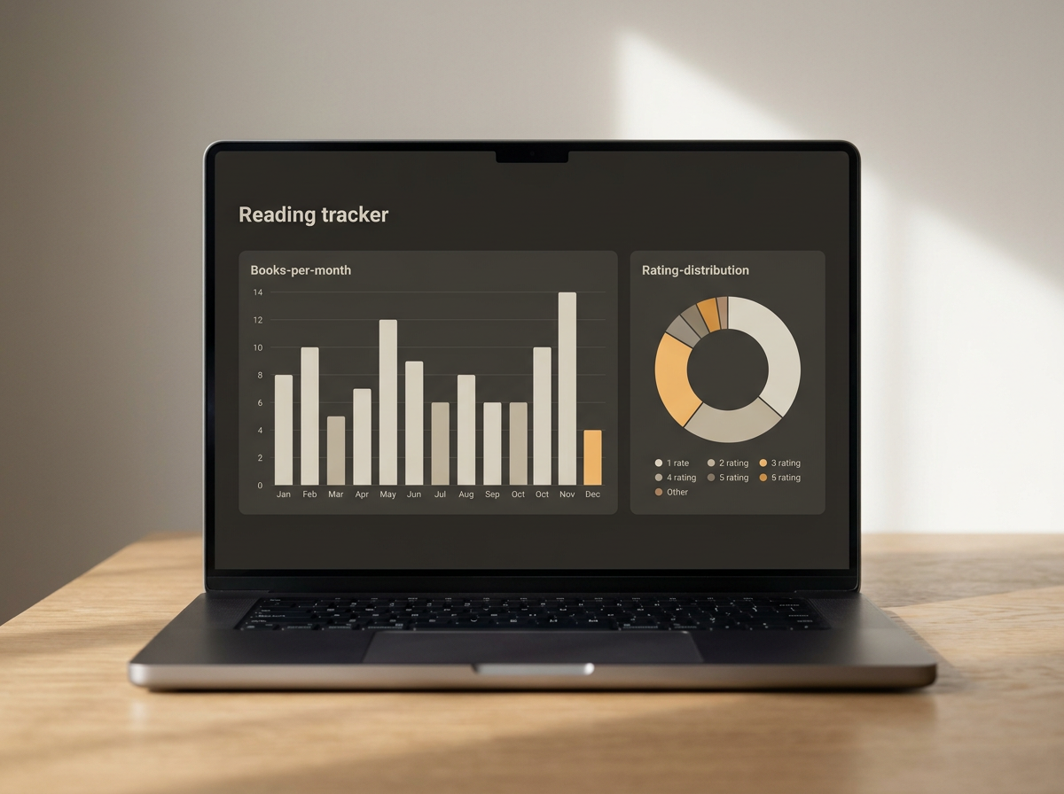Templacity free reading tracker spreadsheet dashboard with monthly chart and rating distribution