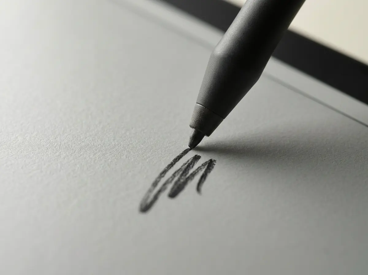 Pen nib on a matte e-ink screen, the writing axis the Paperwhite lacks