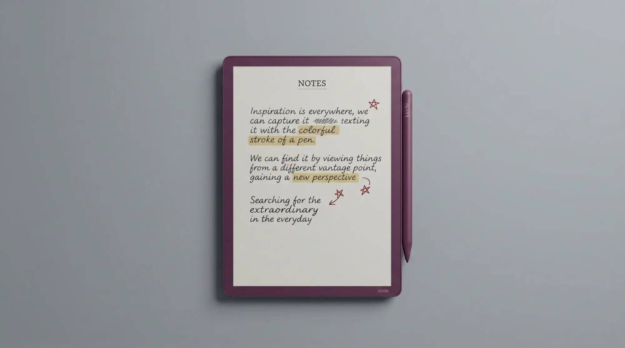 A Kindle Scribe Colorsoft shown ahead of its release date