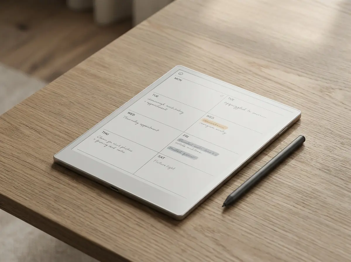 reMarkable Paper Pro showing a weekly planner, the writing-first pick