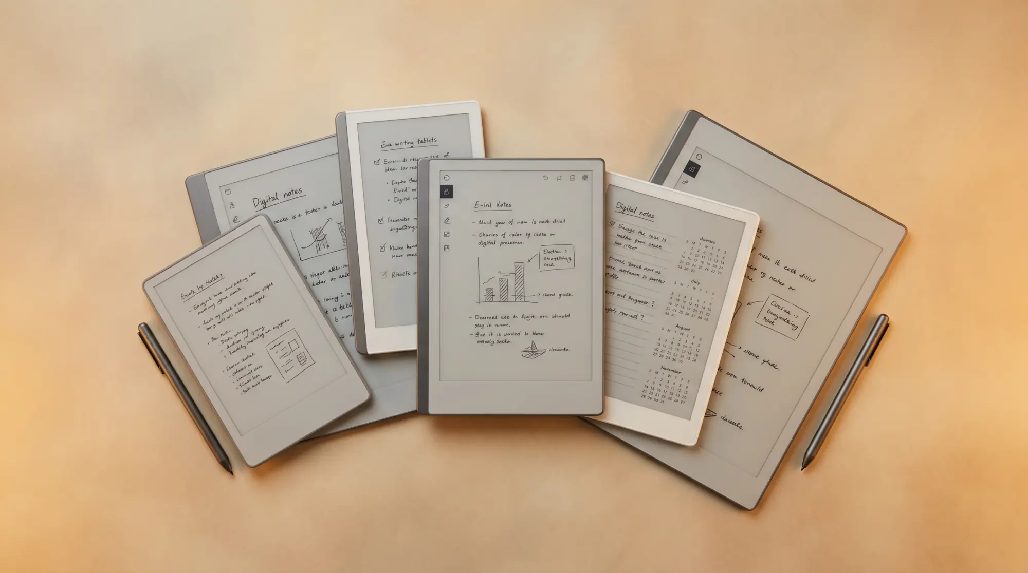 Best e-ink tablets compared: several writing tablets laid out together