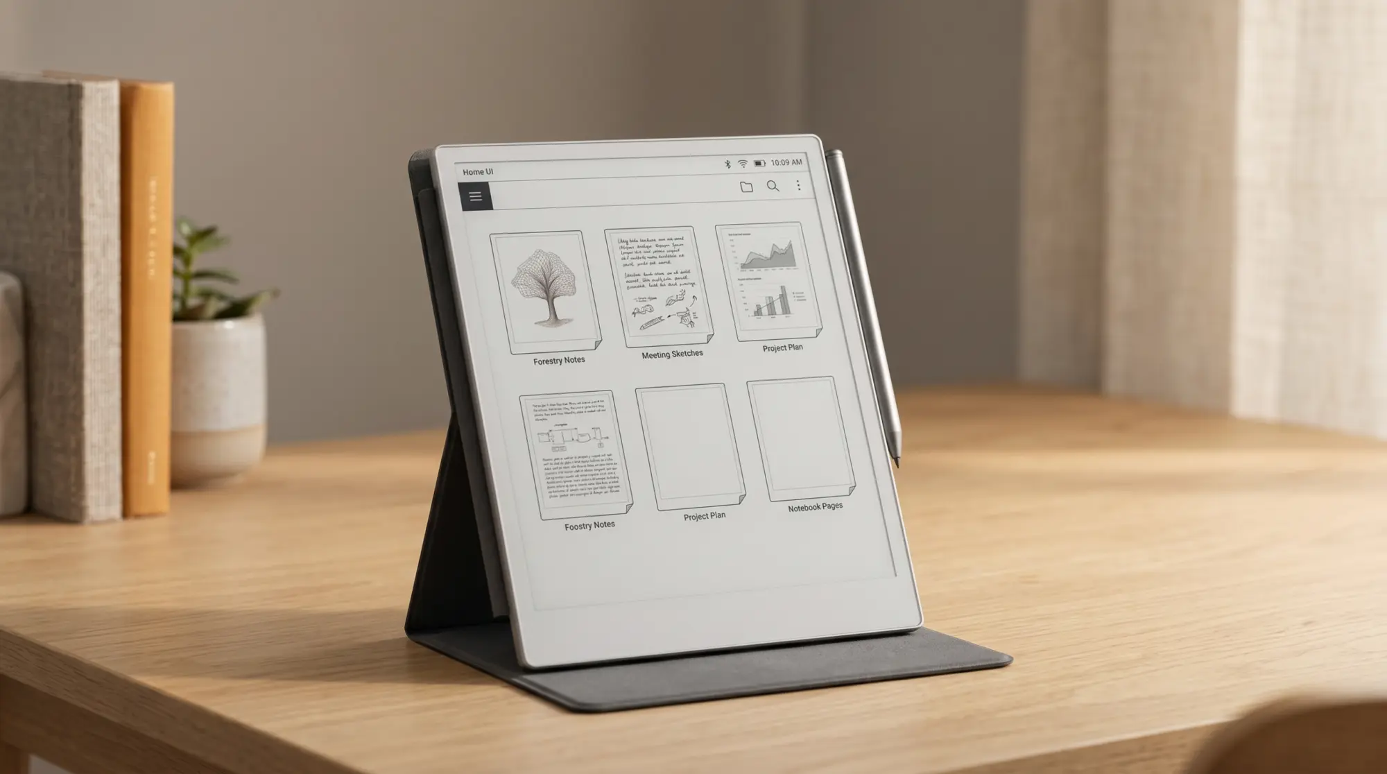 A reMarkable Paper Pro set up showing its home screen
