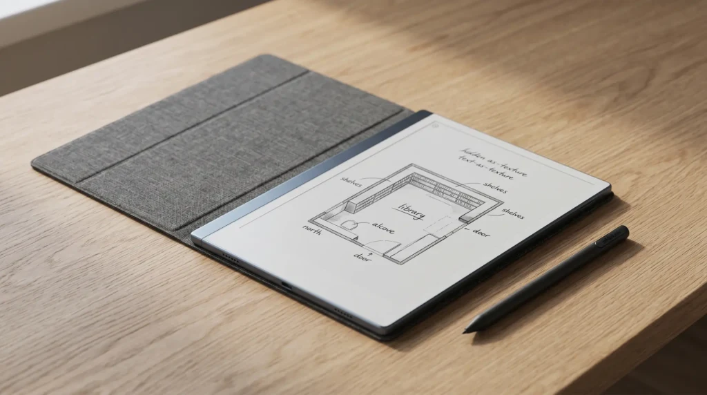 A reMarkable 2 in an open folio case