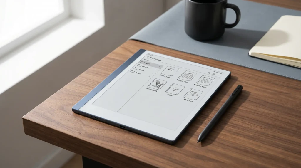 A reMarkable 2 showing its My Files folder organization