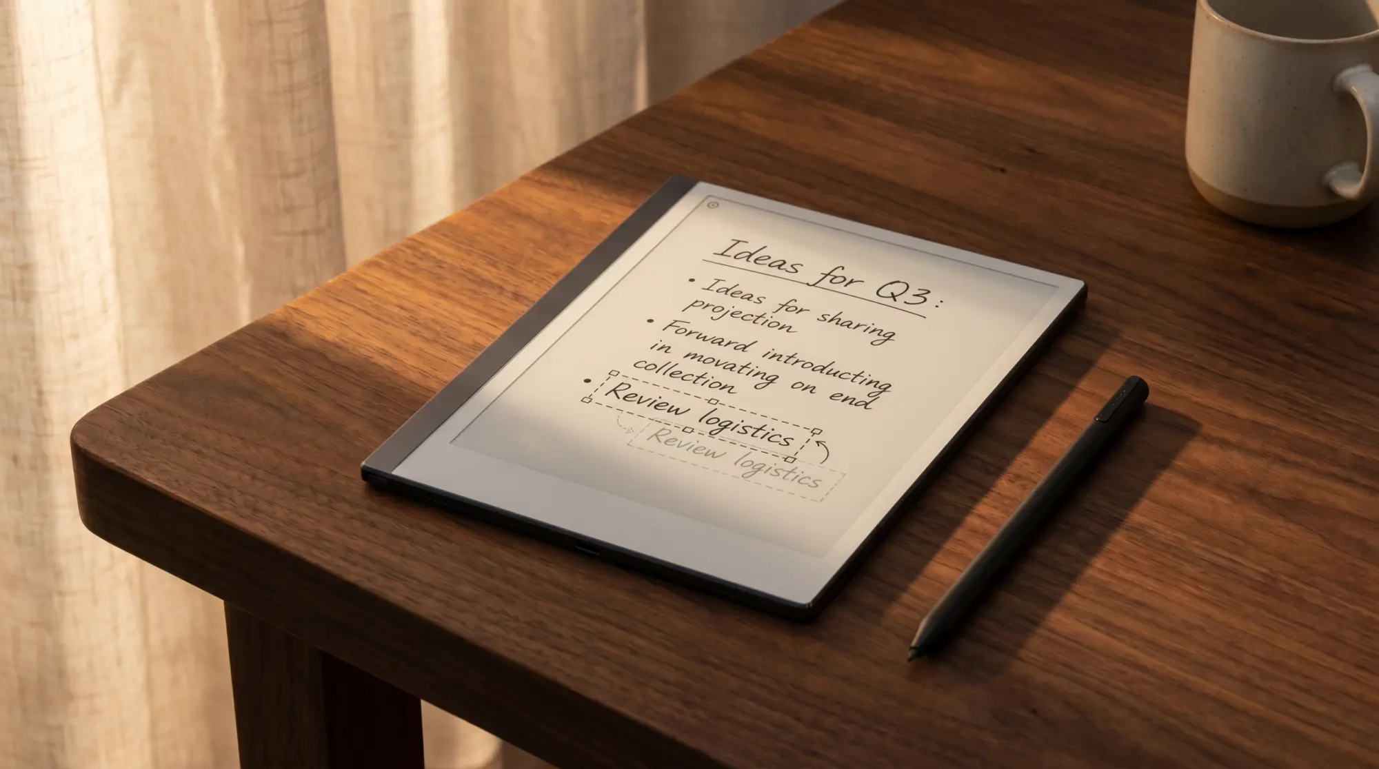 A reMarkable 2 moving a selected block of handwritten text