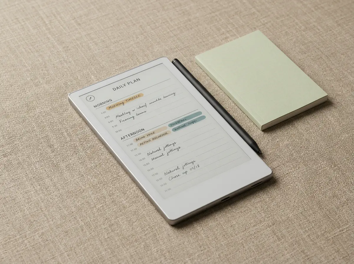 reMarkable Paper Pro Move, the compact e-ink tablet showing a daily schedule