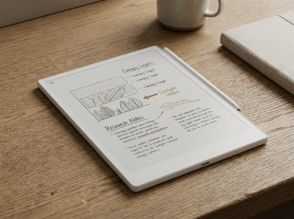 reMarkable Paper Pro's matte screen showing handwriting without glare