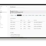 Dashboard System in OneNote for Windows on a laptop, dashboard page, filled with sample data