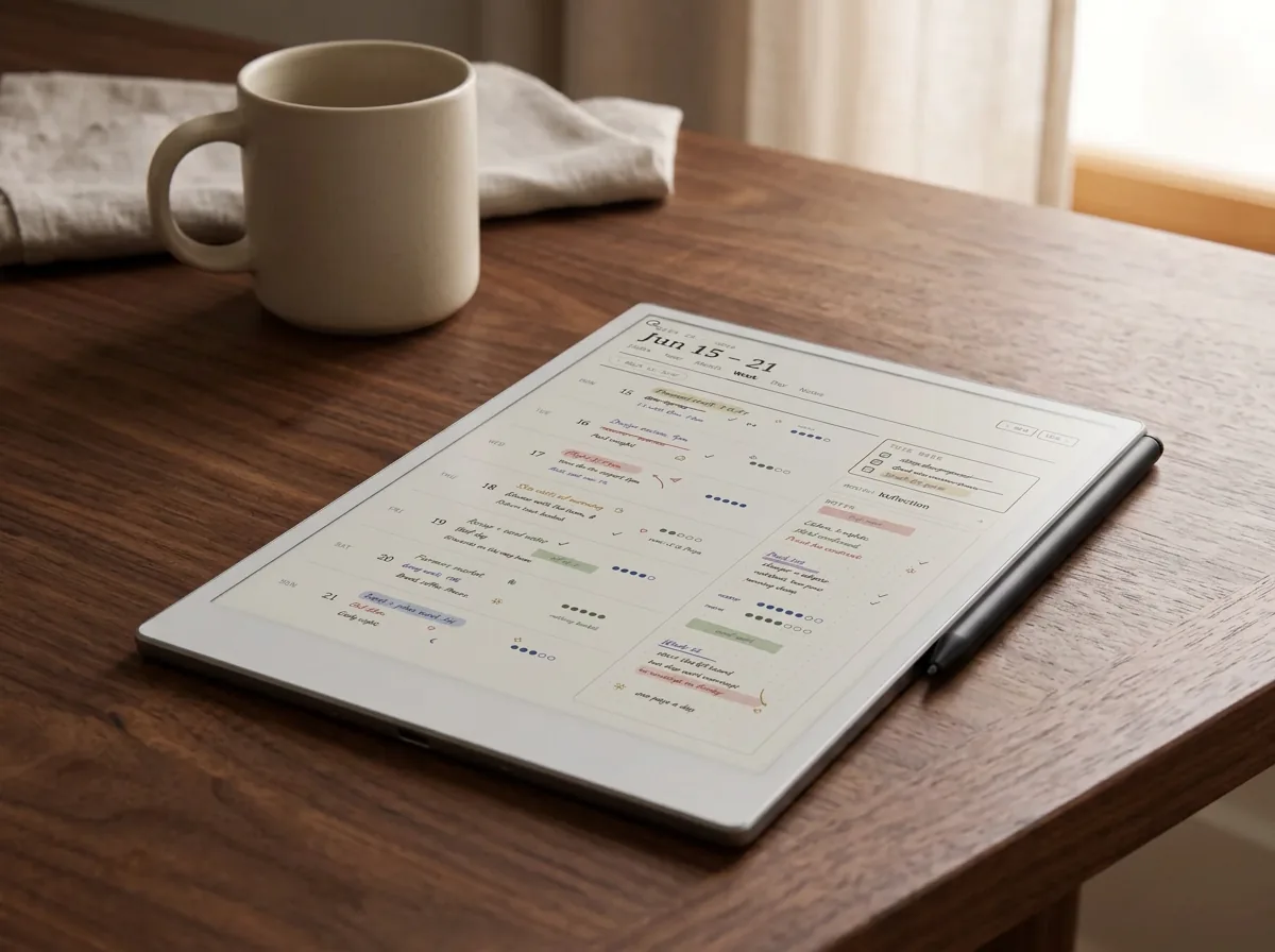 A colour e-ink tablet on a desk, the kind of device these recommendations point to