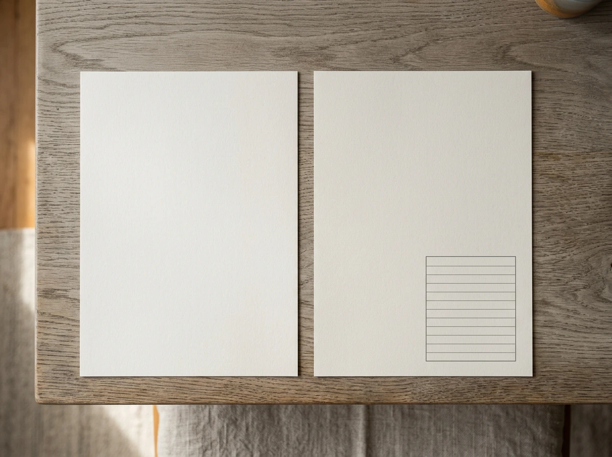 Two blank planner pages side by side, one carrying a printed date box