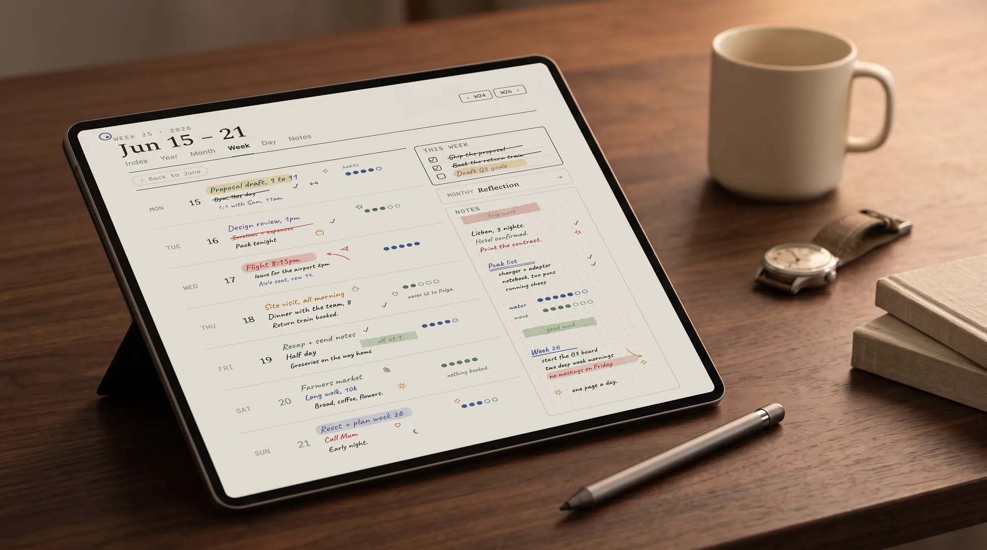 Our Goodnotes digital planner open on a tablet