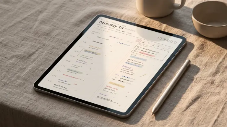 Our Goodnotes journal template open on a tablet