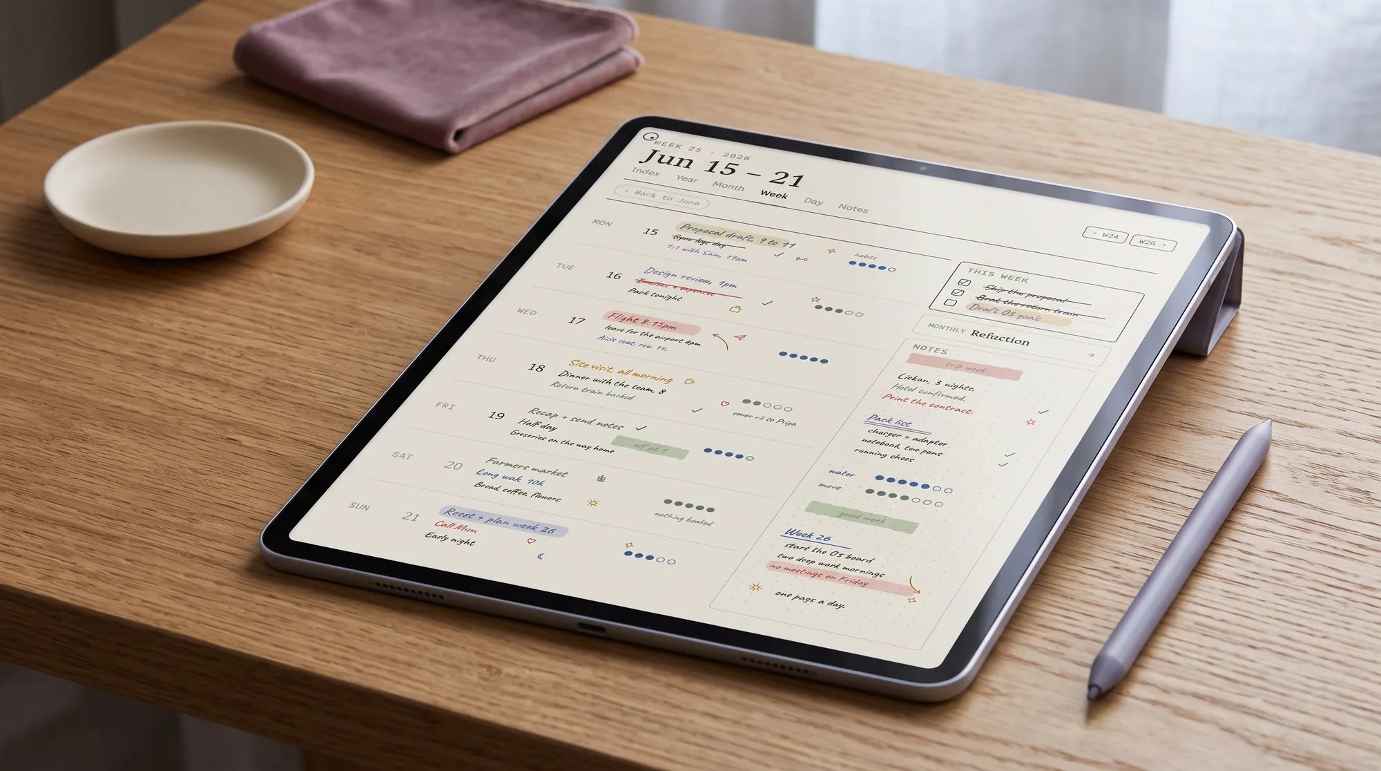 Our Goodnotes planner template open on a tablet