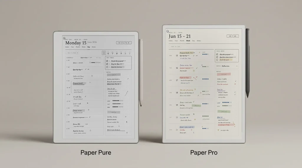 reMarkable Paper Pure and Paper Pro side by side