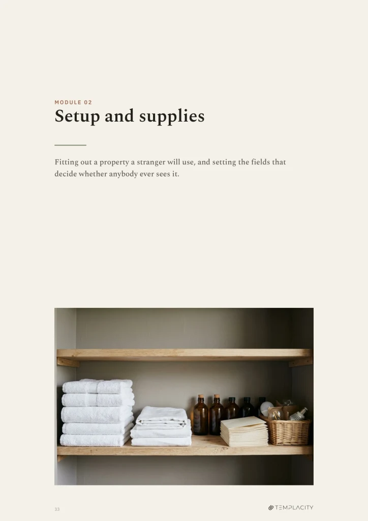 Module 2, setup and supplies