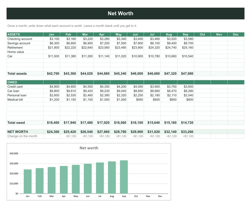 Budget & Money Planner, The line that should go up
