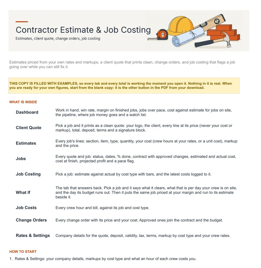 Contractor Estimate & Job Costing, Start here
