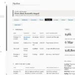 Kunden-CRM in OneNote für Windows, Pipeline-Seite, mit Beispieldaten gefüllt