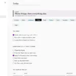 Dashboard-System in OneNote für Windows, Seite Heute, mit Beispieldaten gefüllt