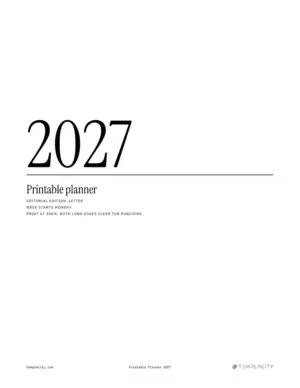 Druckbarer Planer 2027, das Cover im Editorial-Design