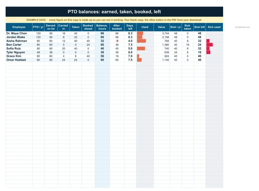 PTO, Payroll & Employee Records, the PTO Balances tab